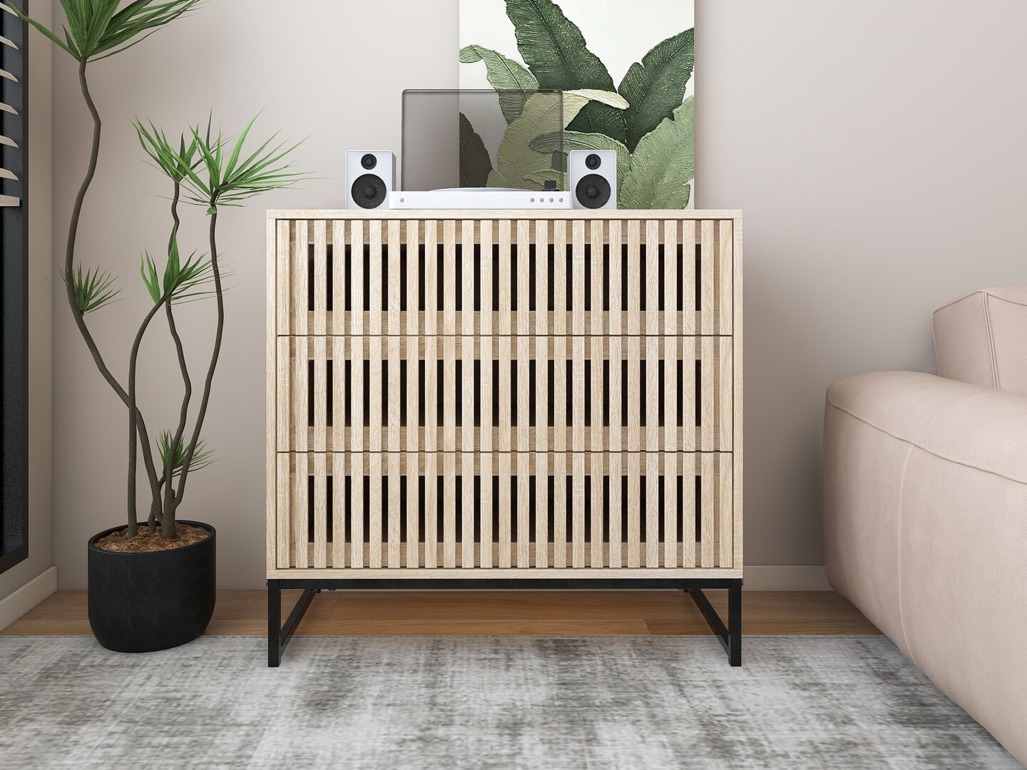 Vertical Storage Cabinet with 3 Drawers - 63.5 | Stylish Storage Solution