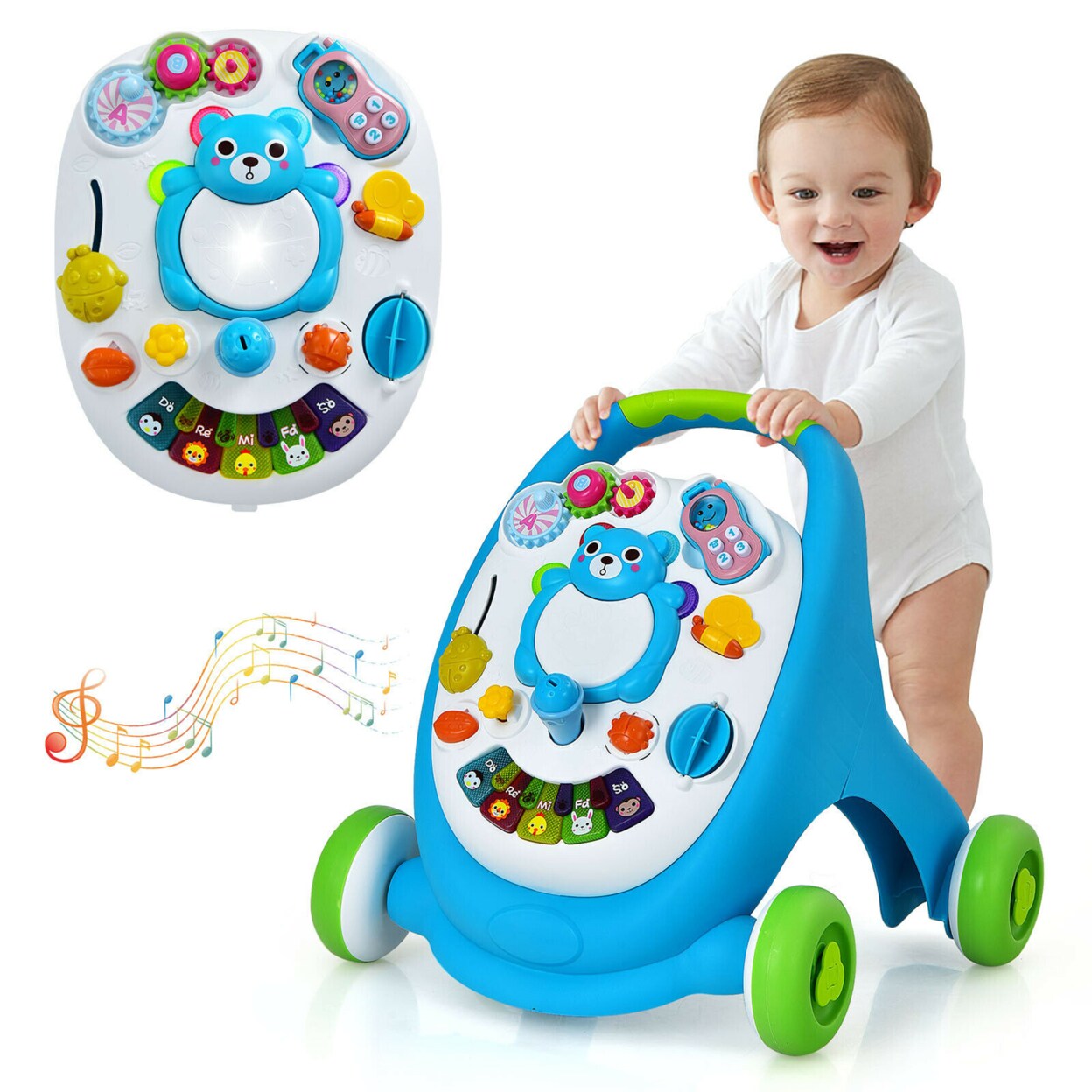 Sit-To-Stand Learning Walker Toddler Push Walking Toy W/Lights And Sounds