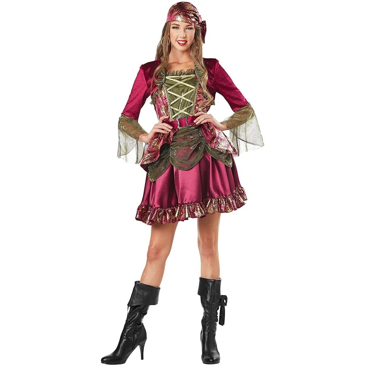 Seasons Lady Pirate She-Pirate Costume M Dress Bandana Jacket 100% Polyester
