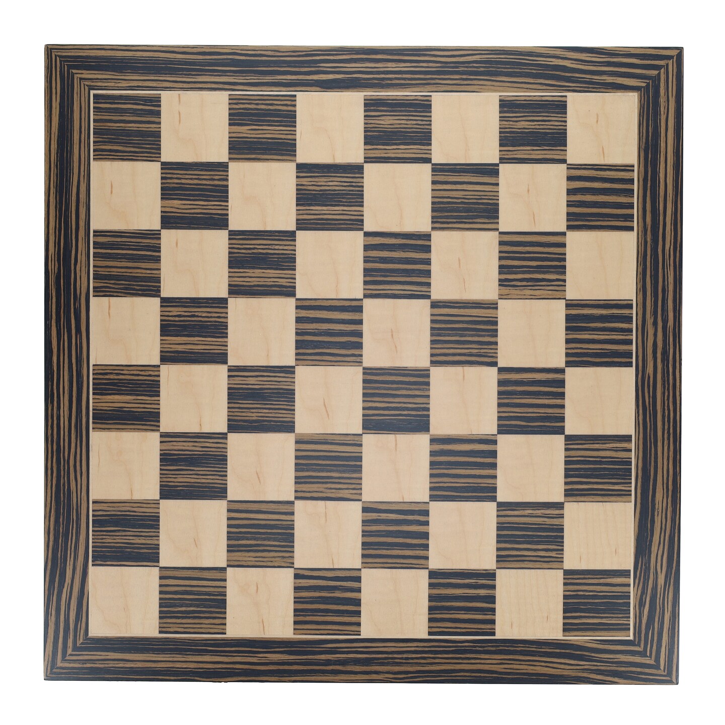 WE Games Deluxe Chess Board, Zebra & Natural Wood - 15 in