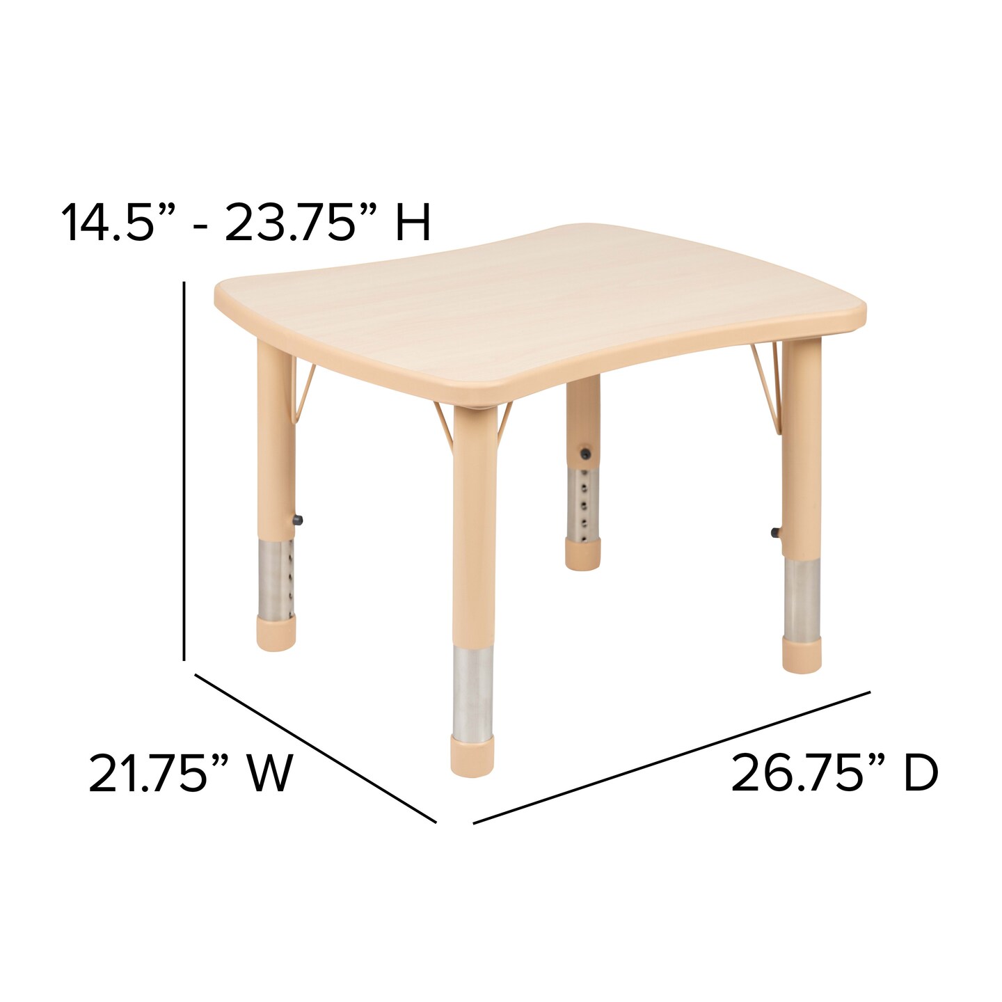 Emma and Oliver 21.875&#x22;W x 26.625&#x22;L Rectangular Plastic Height Adjustable Activity Table