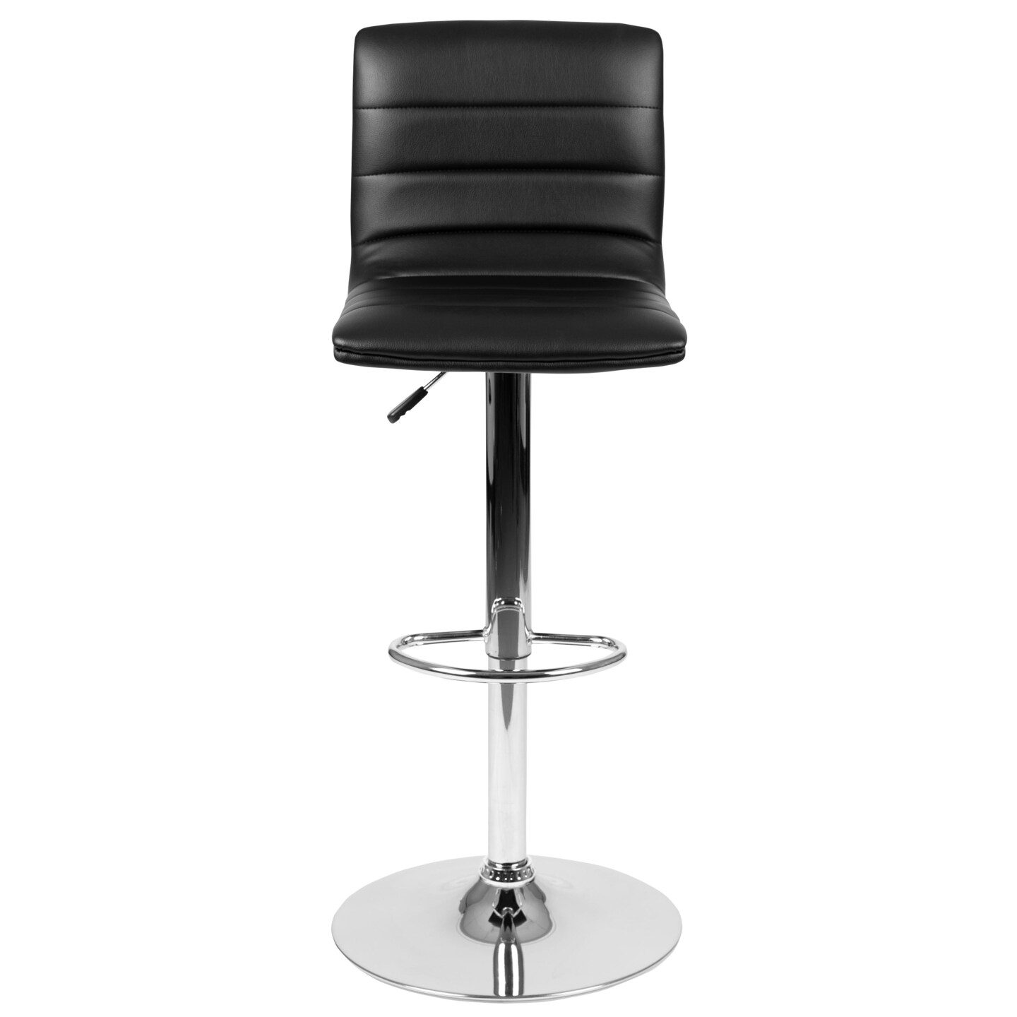 Emma and Oliver Coti Modern Channel Tufted Upholstered Height Adjustable Mid-Back Stool and Pedestal Base with Footrest