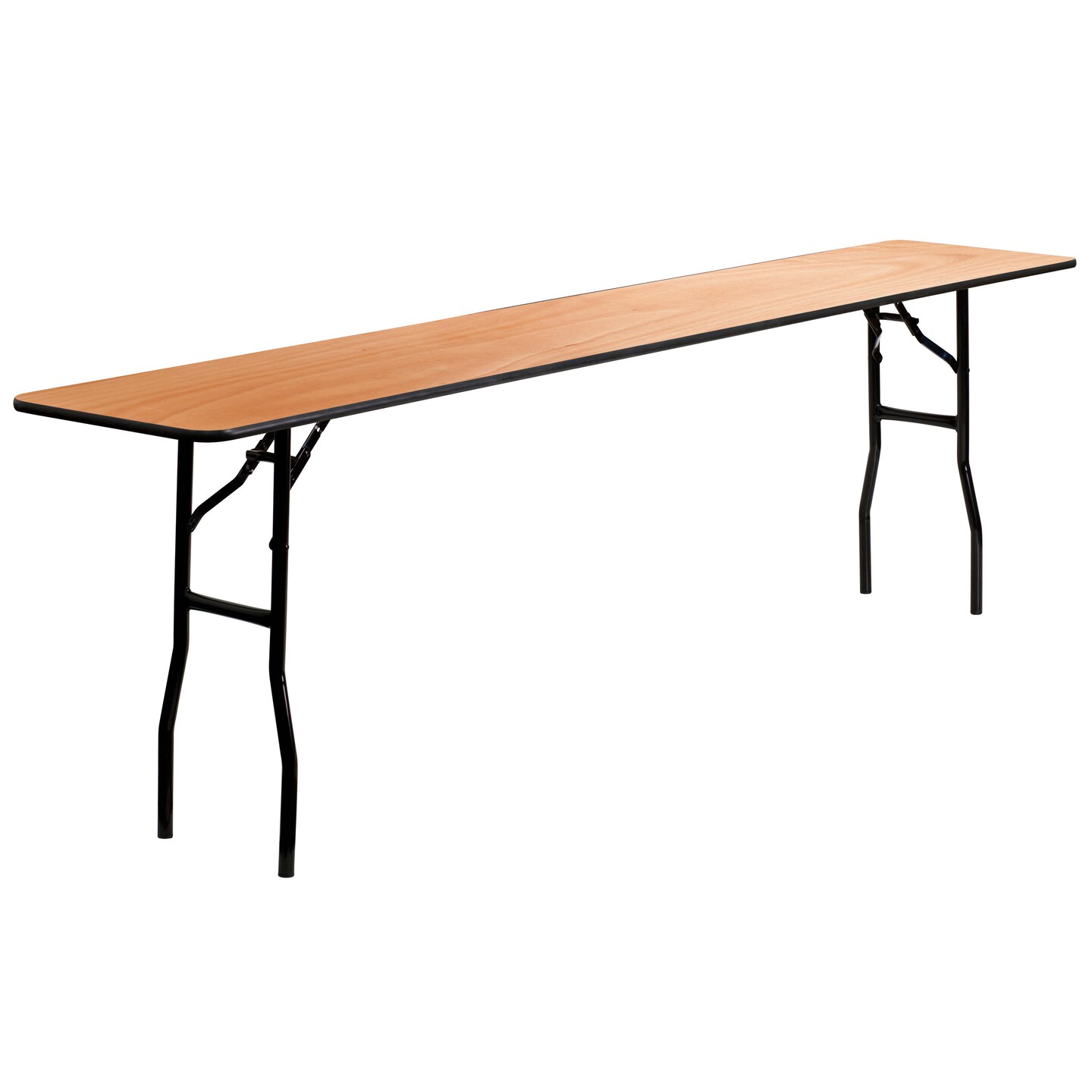 Emma and Oliver 8-Foot Rectangular Wood Folding Training / Seminar Table with Smooth Clear Coated Finished Top