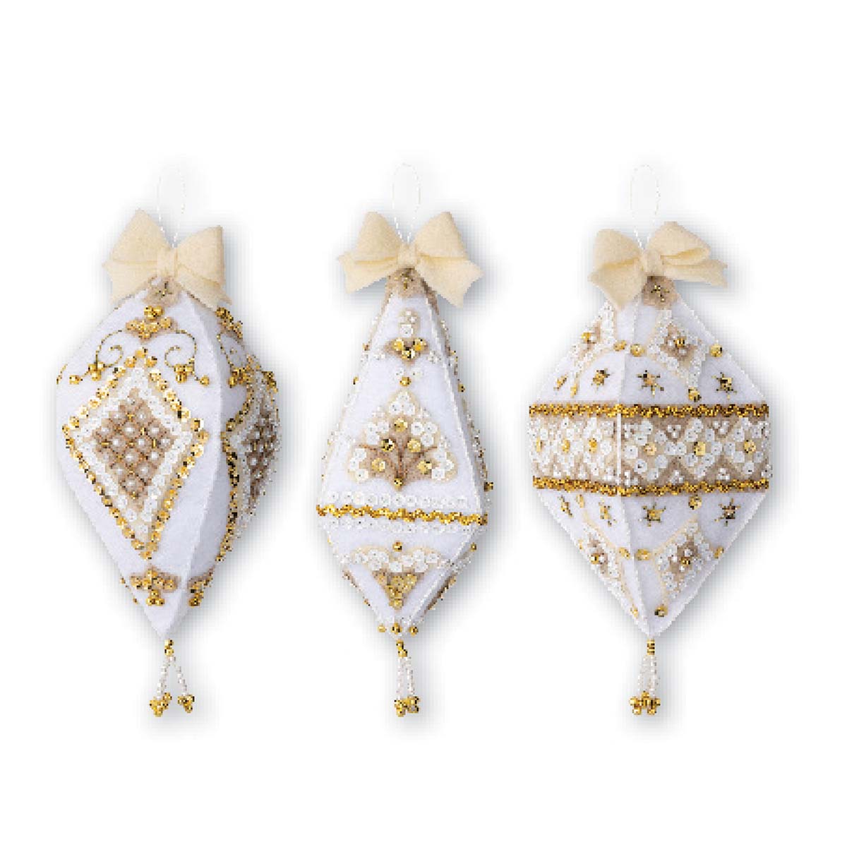 Bucilla Felt Ornaments Applique Kit Set of 3 - Beaded Elegance