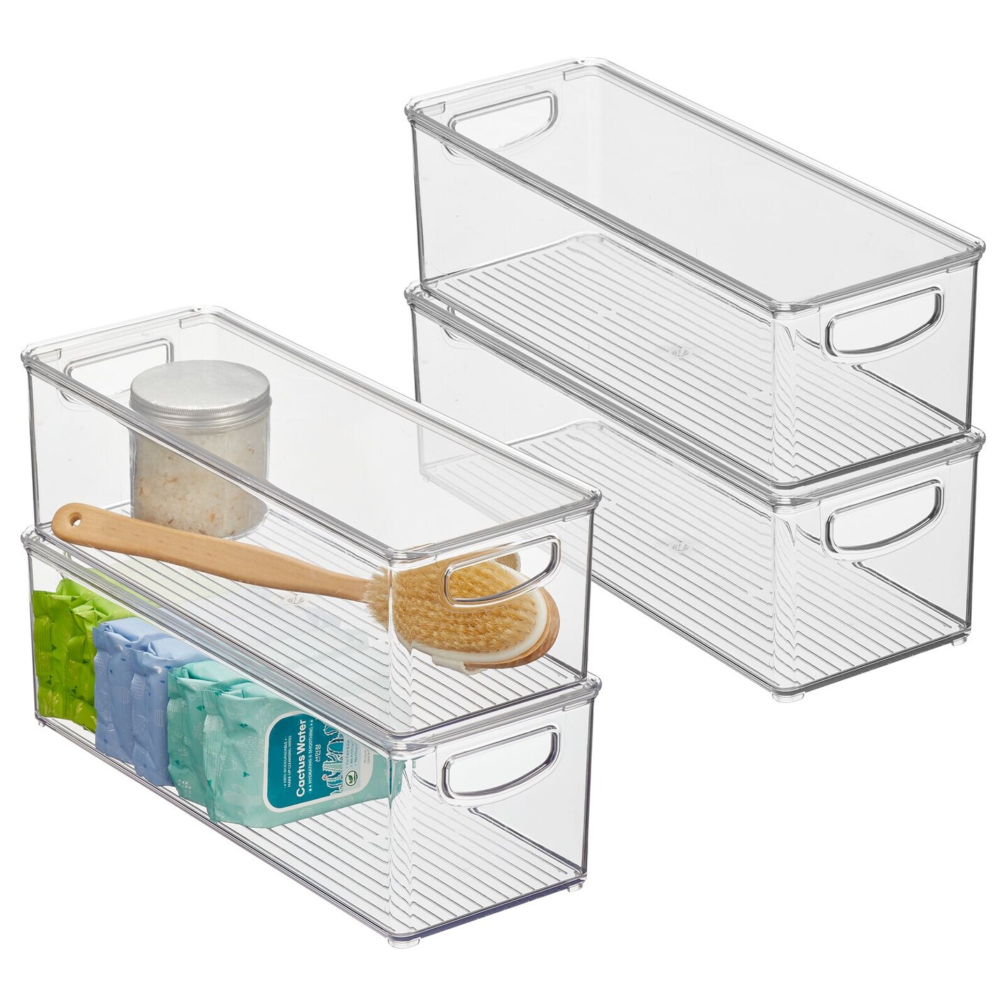 mDesign Large Plastic Bathroom Vanity Storage Organizer Bin with Handles Clear