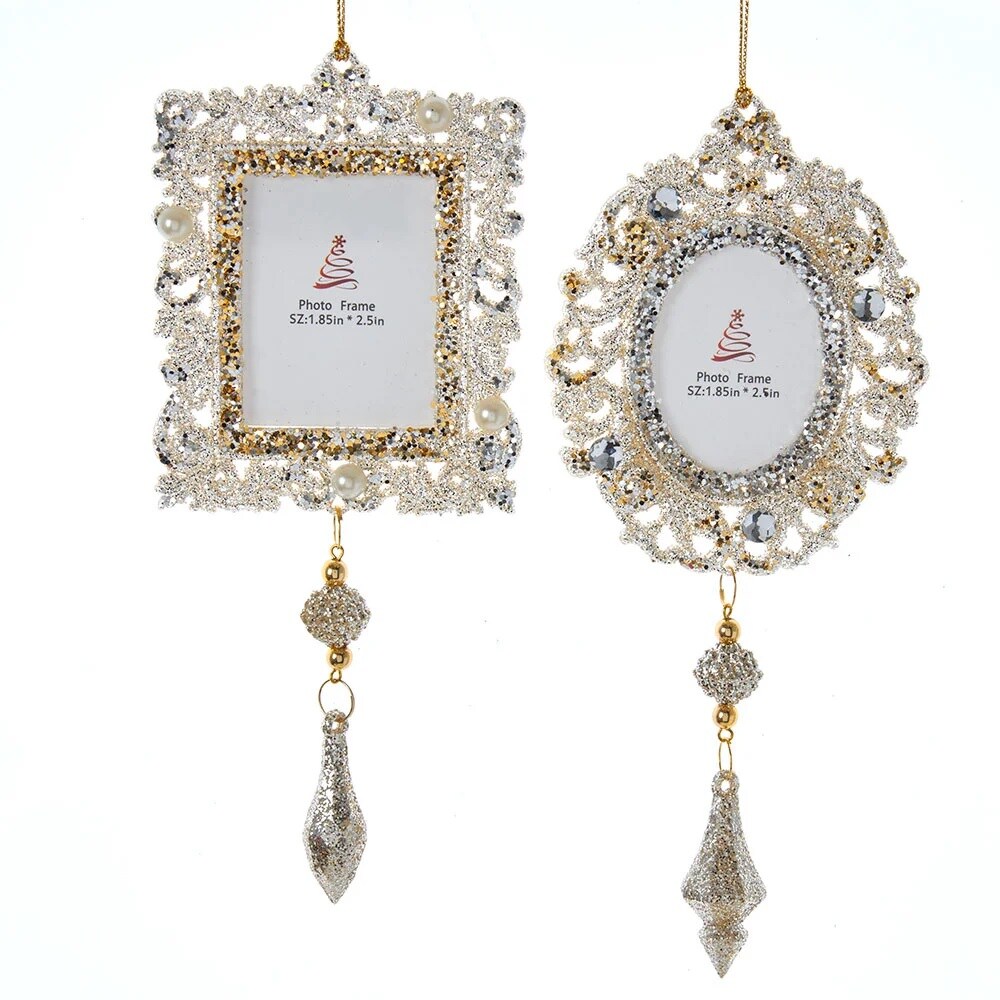 KSA Pack of 24 Gold and Silver Picture Frame Christmas Ornaments 6.5&#x201D;