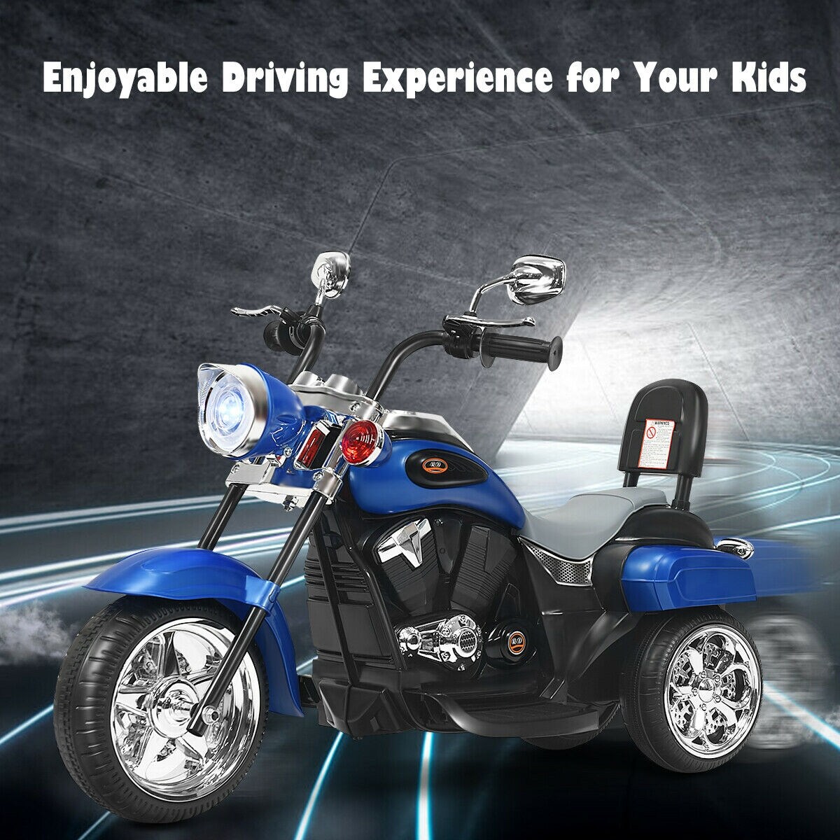 6V Chopper Style Motorcycle with Bright Headlight and Cheering Music Perfect Gift to Kids