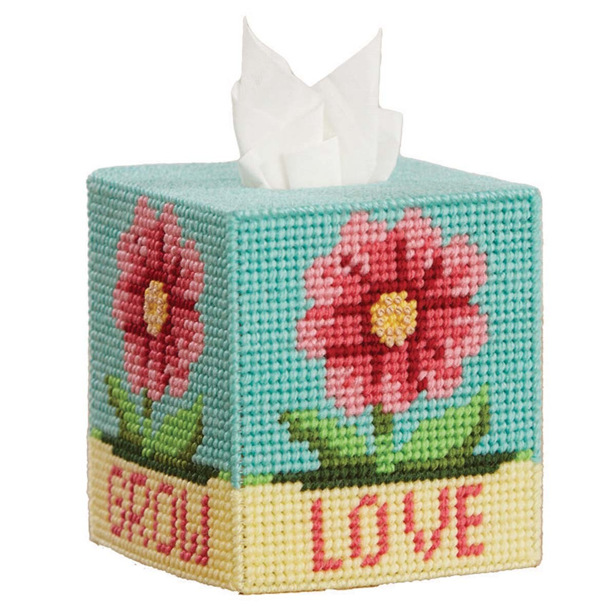 Herrschners  Bloom Love Tissue Box Plastic Canvas Kit