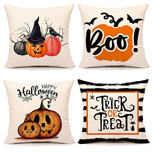 Halloween Decor Pillow Covers 18X18 Set of 4 Decorations Farmhouse