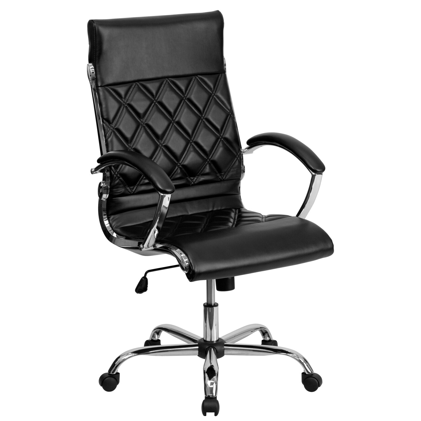 Emma and Oliver High Back Designer Quilted LeatherSoft Executive Swivel Arm Office Chair