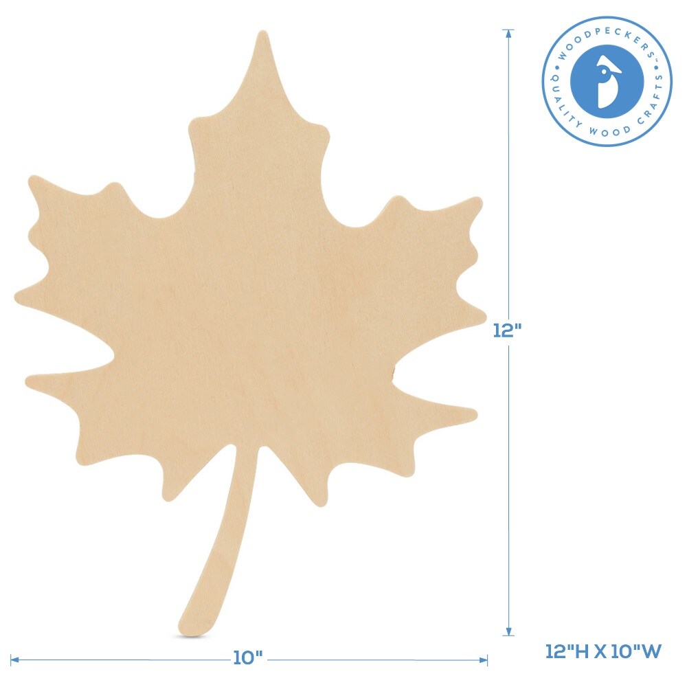 Maple Leaf Wood Cutout, Multiple sizes, Unfinished for Autumn Crafts | Woodpeckers