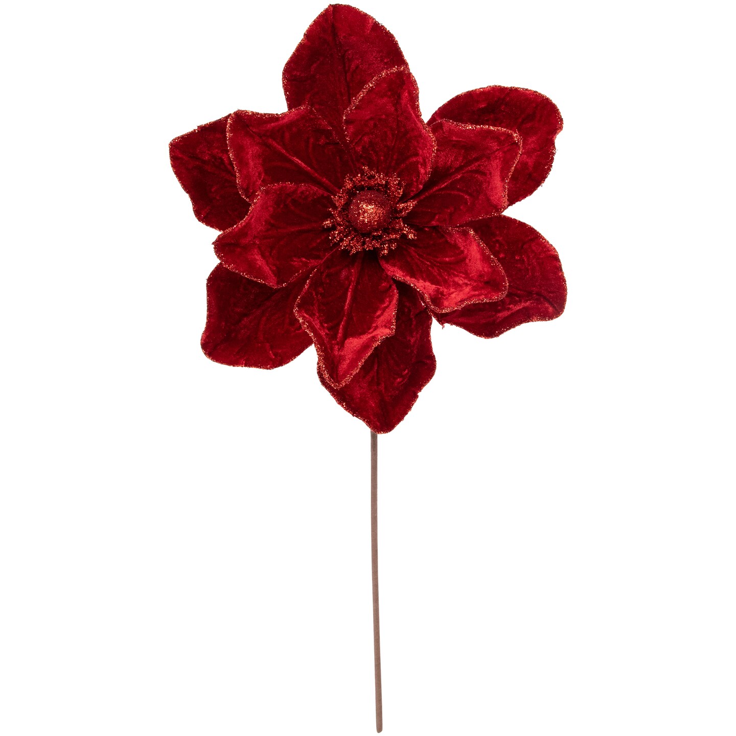 Northlight 24&#x22; Red Velvet Glittered Magnolia Christmas Stem Spray