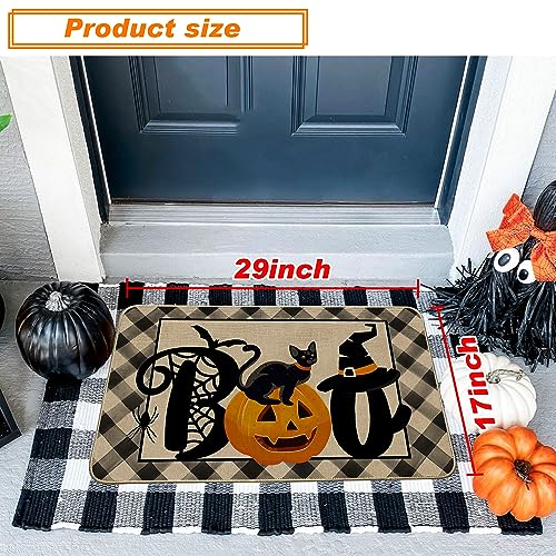 Baccessor Halloween Boo Doormat Indoor Outdoor Rug, Autumn Black Cat  Pumpkin Bats Front Door Welcome Mat Anti-Slip for Entrance Holiday Seasonal  Kitchen Floor Decortion 17 x 29 Inch