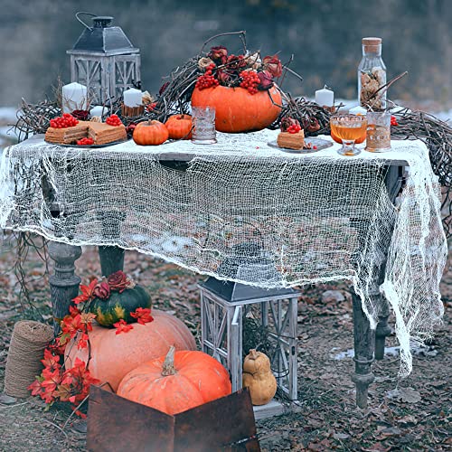 500x39 Inch Large Size Halloween Spooky Cloth-Halloween White Scary Creepy Cloth-Windows Doorways Cover Gauze for Halloween Party Haunted House Decor
