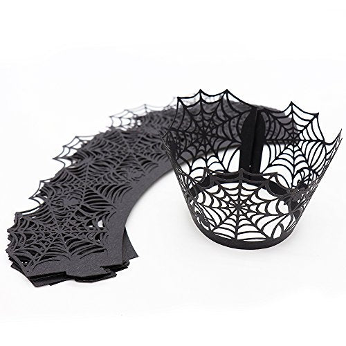 Halloween Cupcake Wrappers,Spider Web Cupcake Wrapper,Halloween Party Decorations Supplies 36Pcs