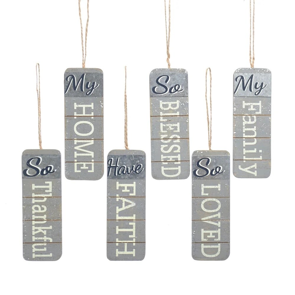 KSA Pack of 24 Gray Word Christmas Ornaments 11&#x22;