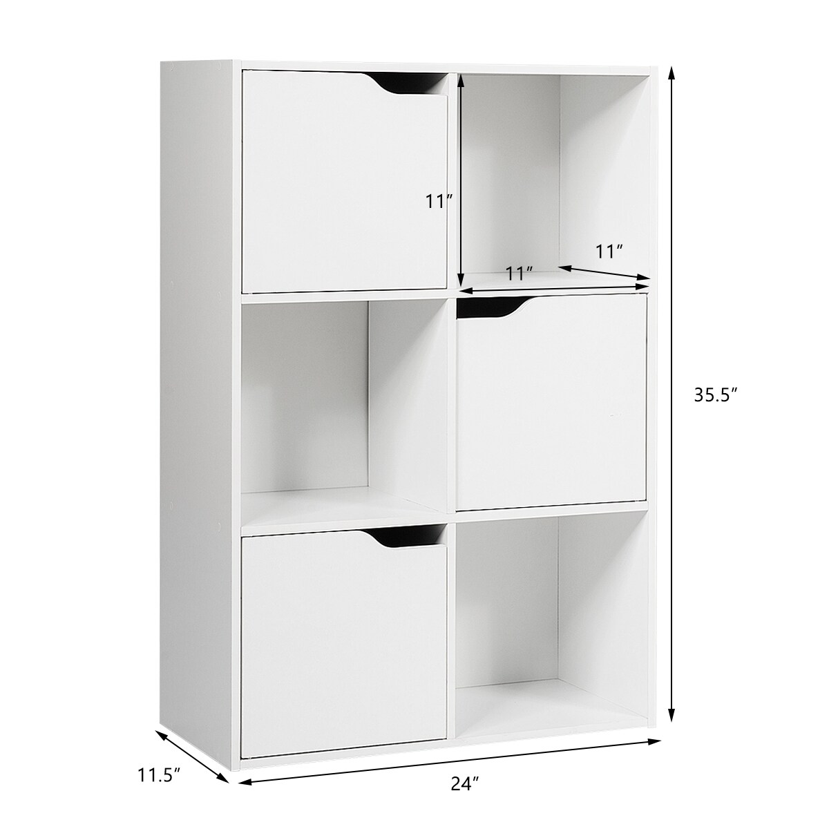 Costway 6 Cube Bookcase Cabinet Wood Bookcase Storage Shelves Room Divider Organization