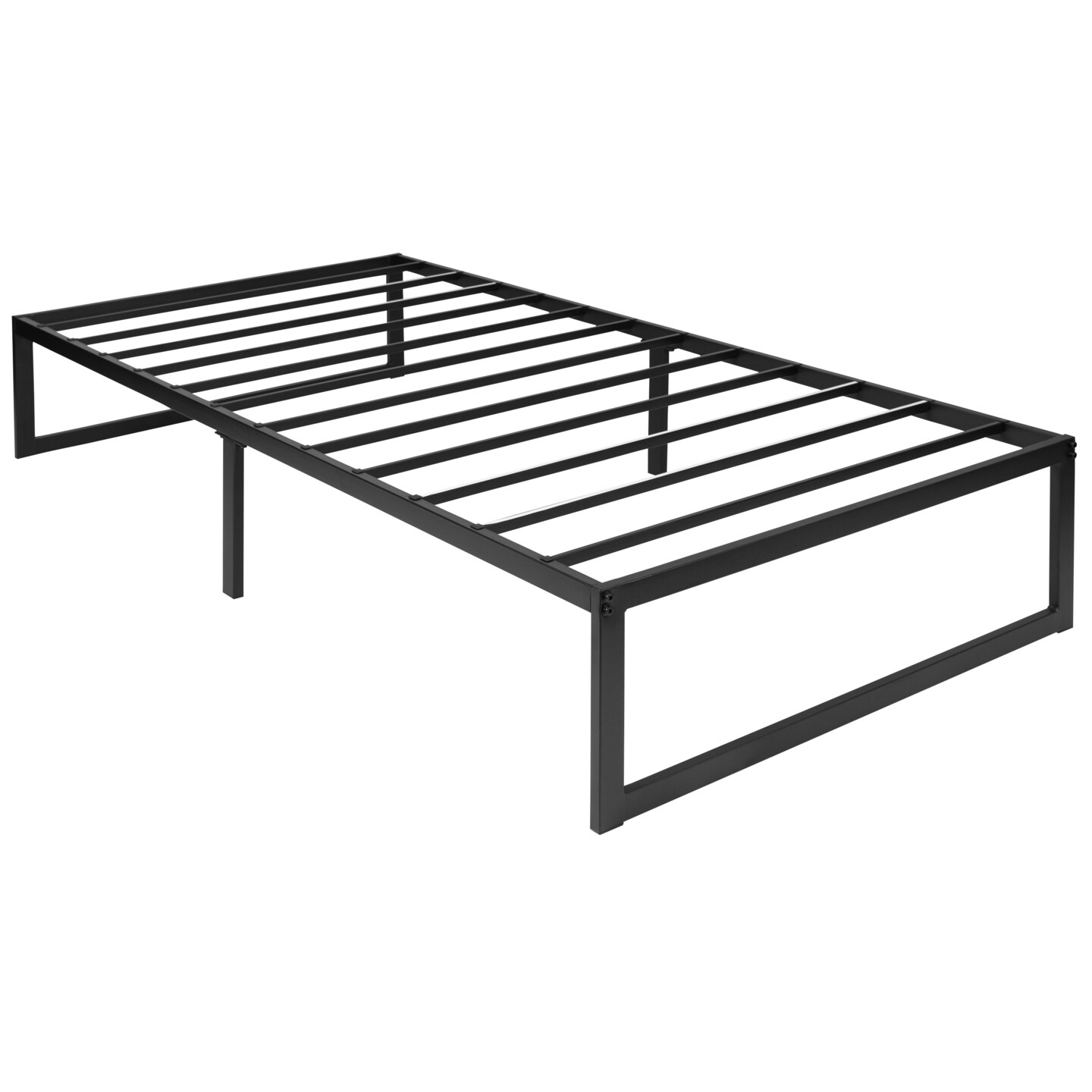 Emma and Oliver 14&#x22; Metal Platform Bed with Steel Slat Support and 12.5&#x22; of Underbed Storage - No Box Spring or Foundation Required