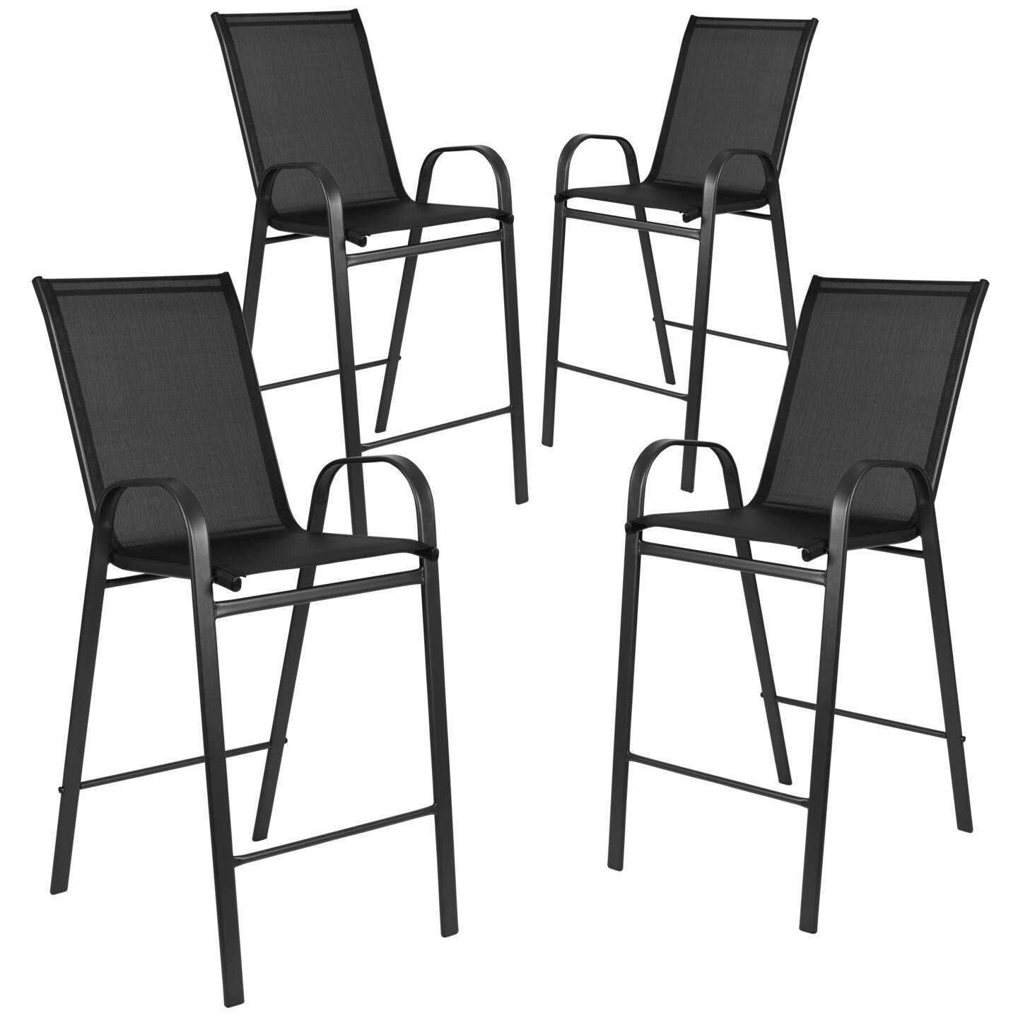 Emma and Oliver 4 Pack Outdoor Barstools with Flex Comfort Material-Patio Stool