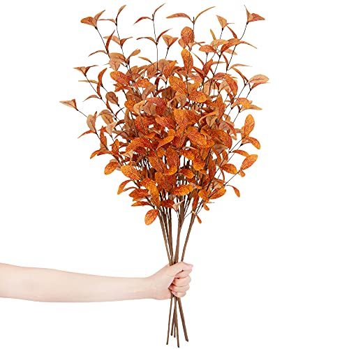 6 Pcs Artificial Eucalyptus Stems Fall Eucalyptus Leaves Fall Decorations with Fall Leaves for Office and Home Artificial Plants for Floral Arrangement