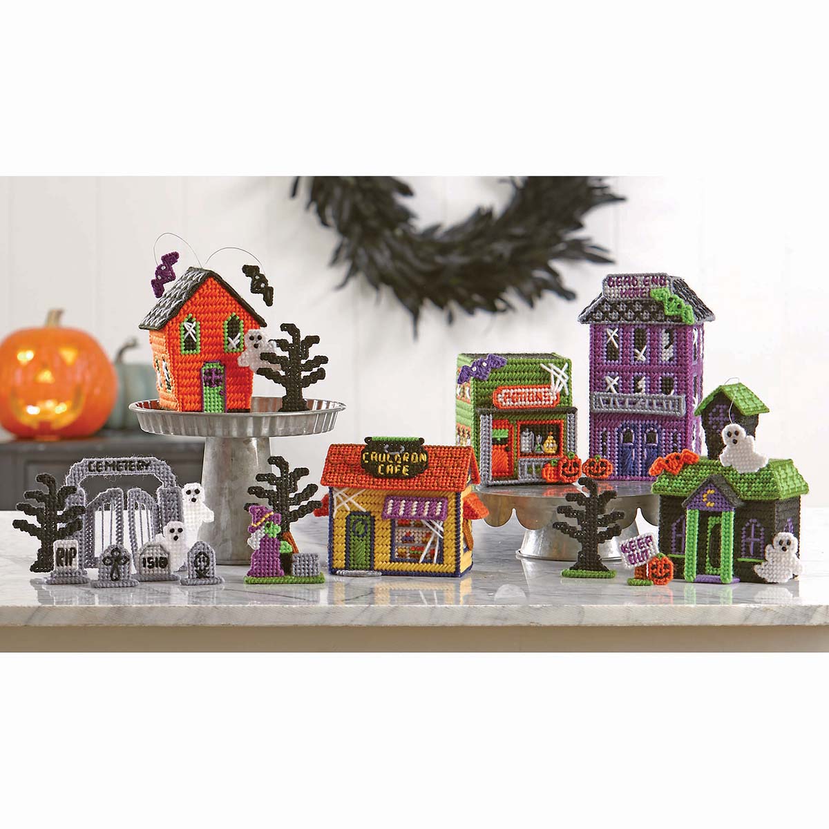 Herrschners  Halloween Village Plastic Canvas Kit