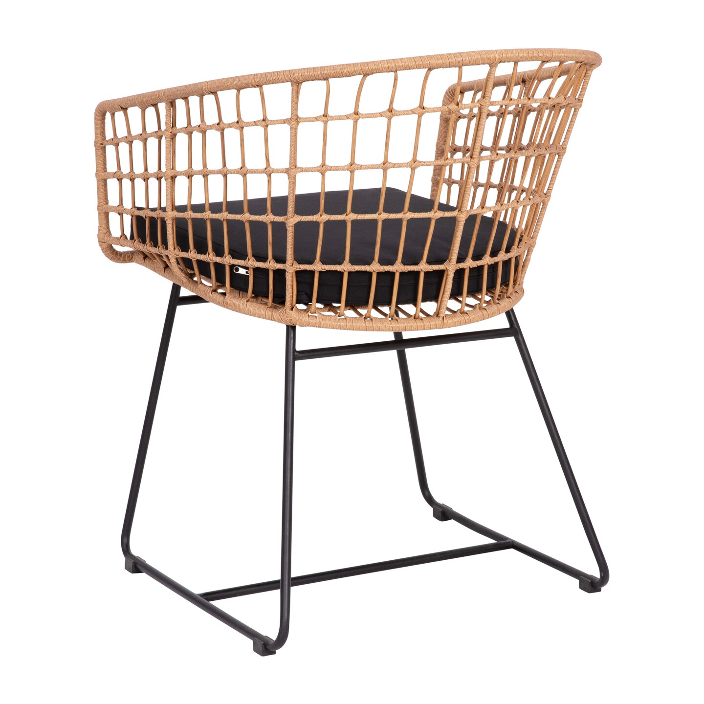 Emma and Oliver Ari Set of Two All-Weather Faux Rattan Rope Chairs with Padded Cushions for Indoor and Outdoor Use