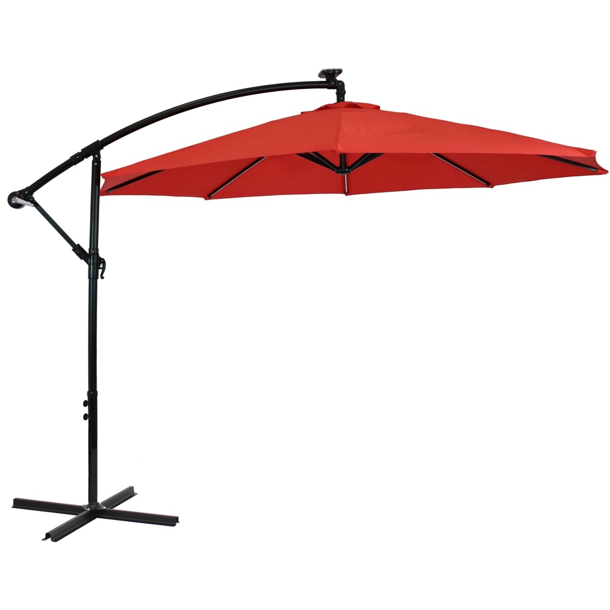 Sunnydaze 9.5 Ft Solar Cantilever Offset Patio Umbrella - Cherry