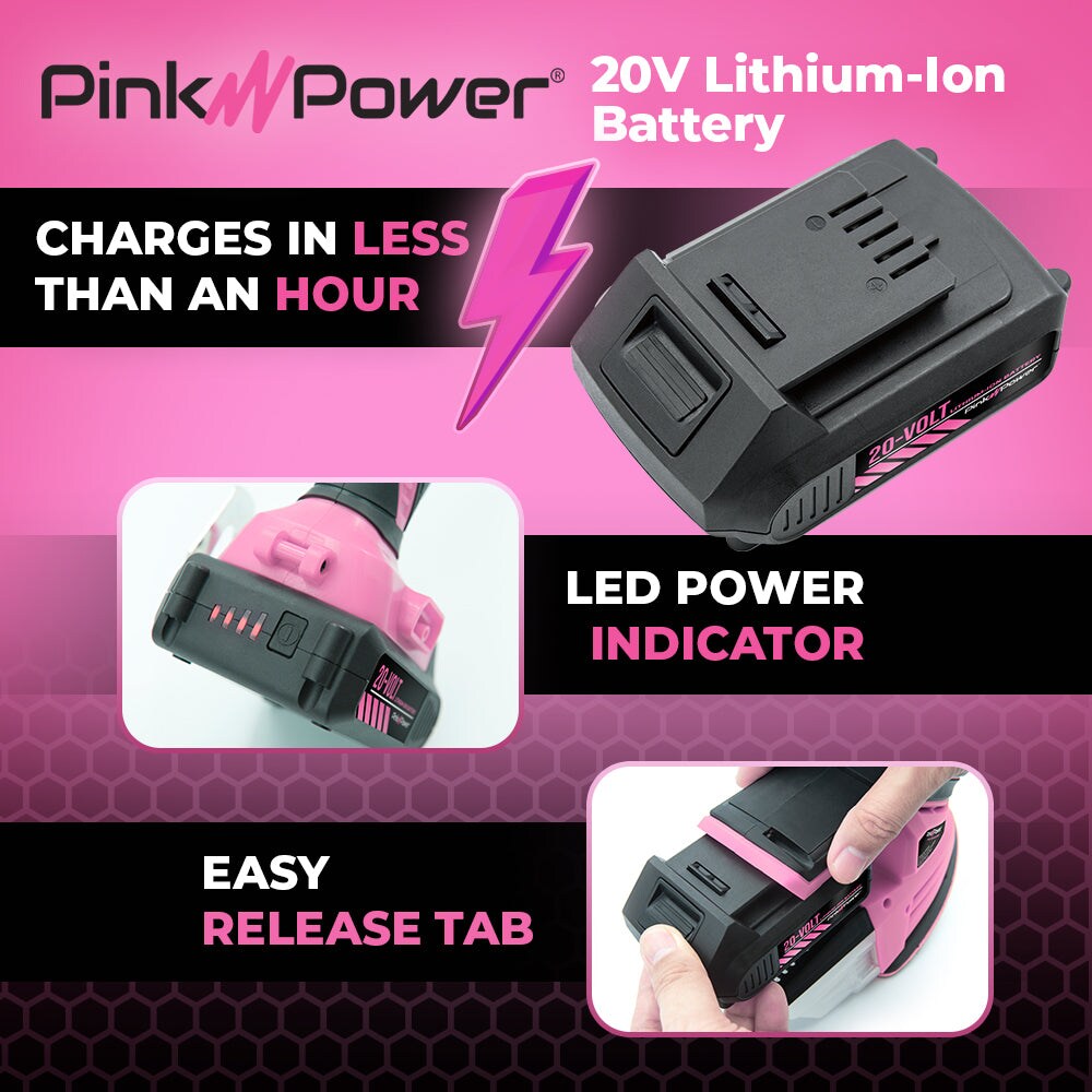 Pink Power 20V Lithium Ion Replacement Battery