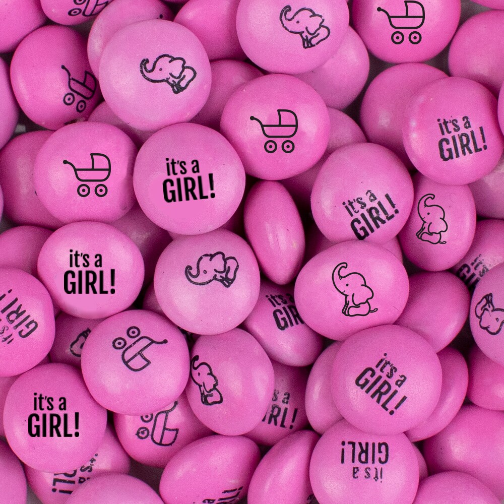 2lb It&#x27;s a Girl Baby Shower Pink Candy Coated Milk Chocolate Minis (Approx. 1,000 pcs)
 - By Just Candy