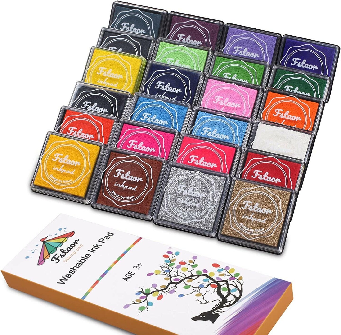 Gtlzlz Finger Ink Pads for Kids, 20 Colors Ink Stamp Pads, Washable