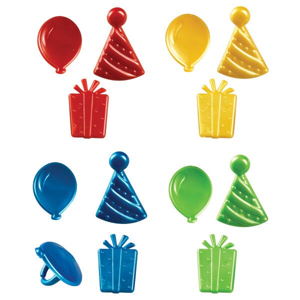 Happy Birthday Icons Cupcake Rings, 12ct