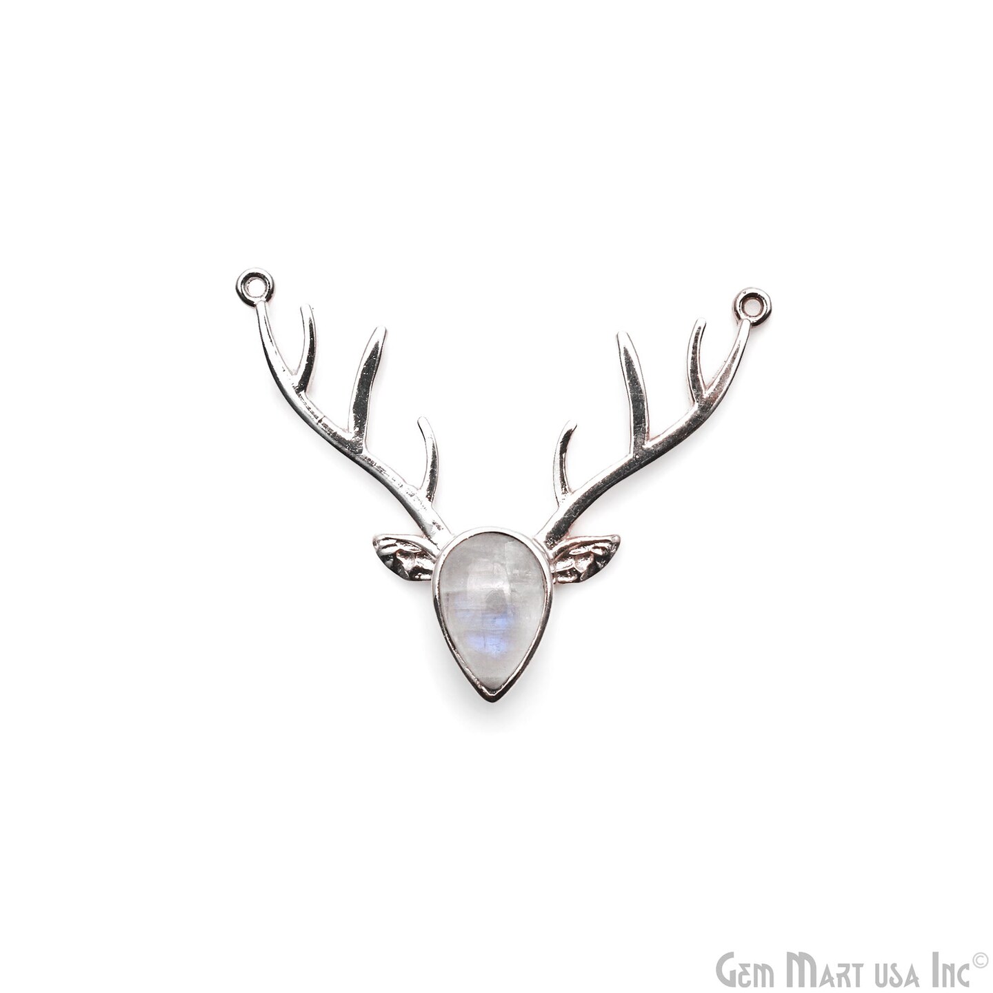 Reindeer Horn Necklace Pendant, Labradorite Gemstone Reindeer Head