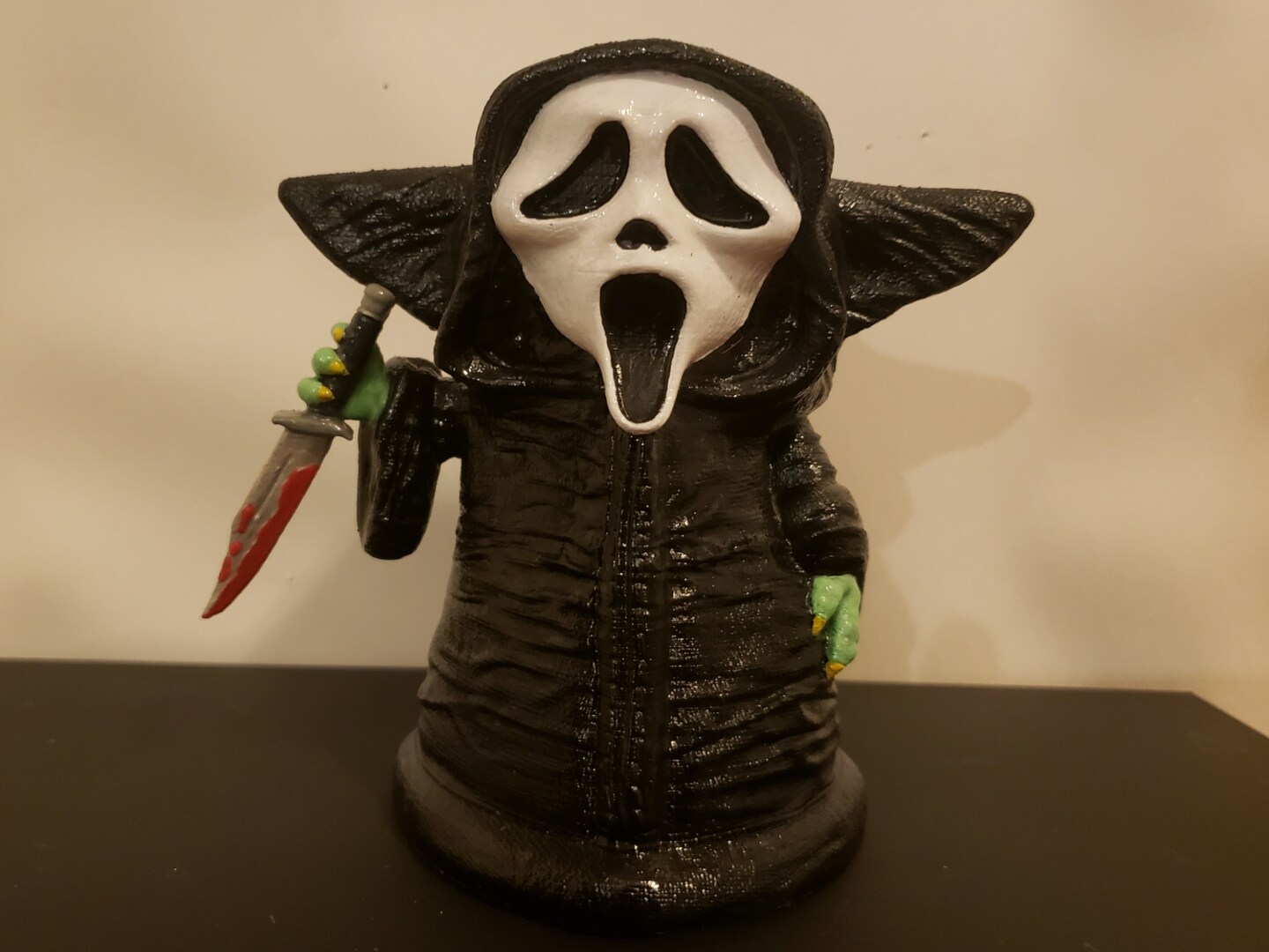 Grogu Ghostface 3D Printed Hand Painted Baby Yoda Scream What If Horror Mash-Up Figurine Art