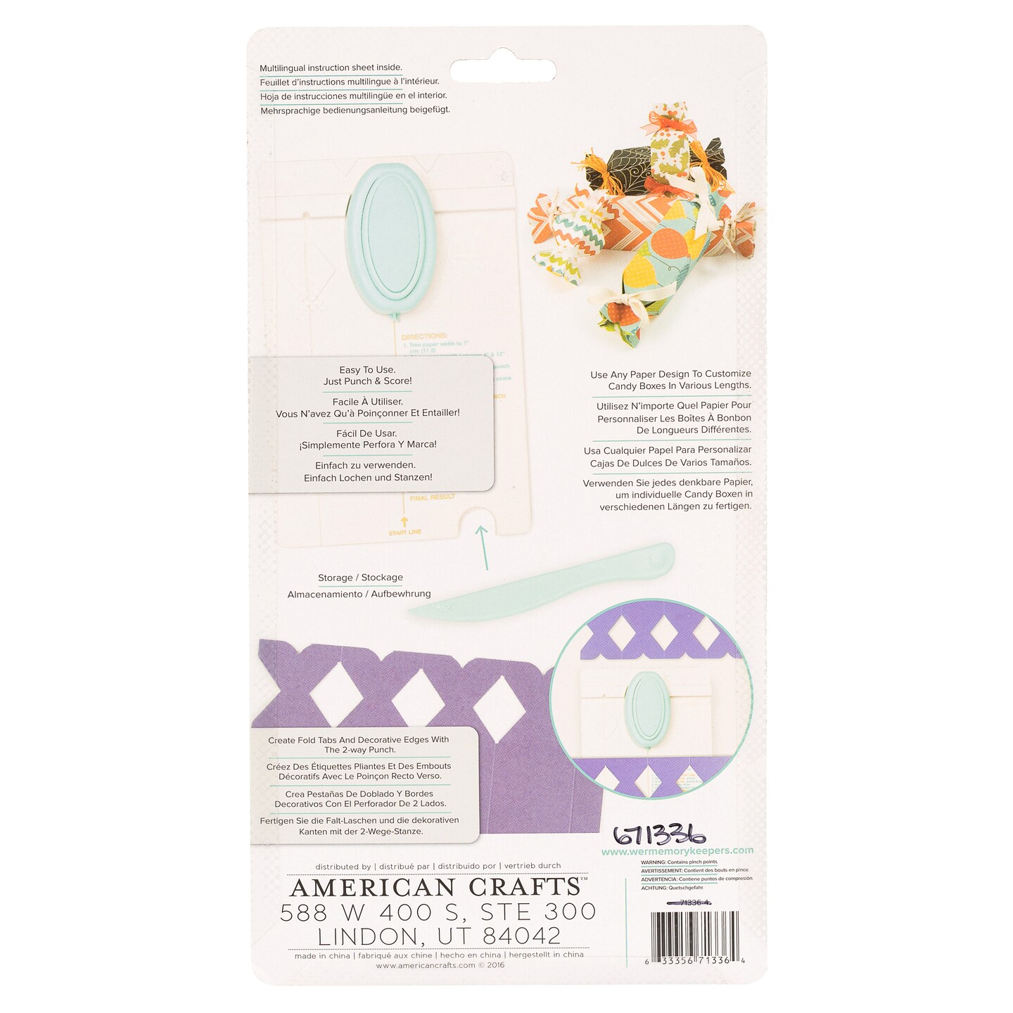 We R Memory Keepers CANDY BOX PUNCH BOARD 671336 By American Crafts