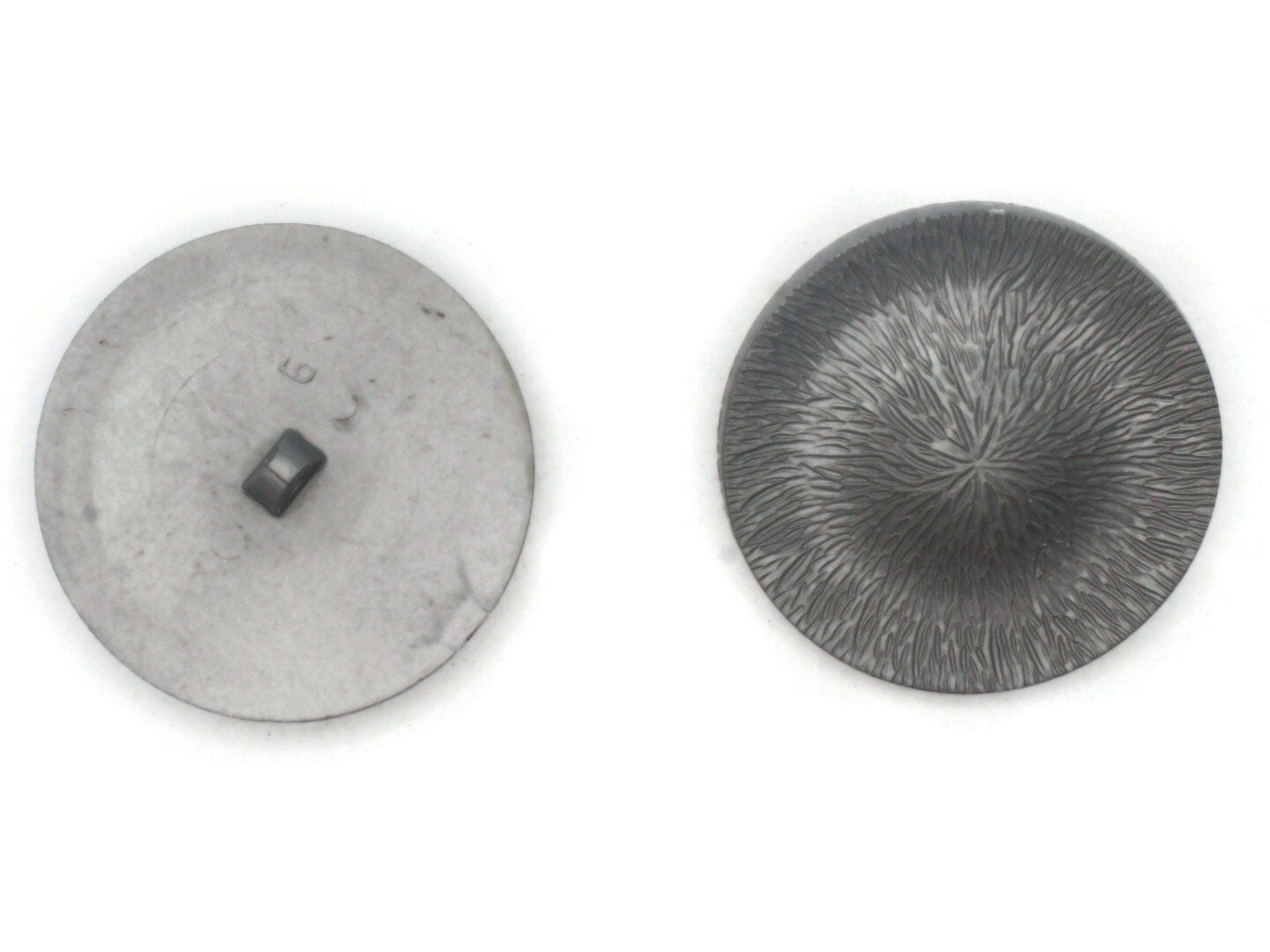 2 45mm Vintage Silver Gray Plastic Shank Buttons Sewing Notions