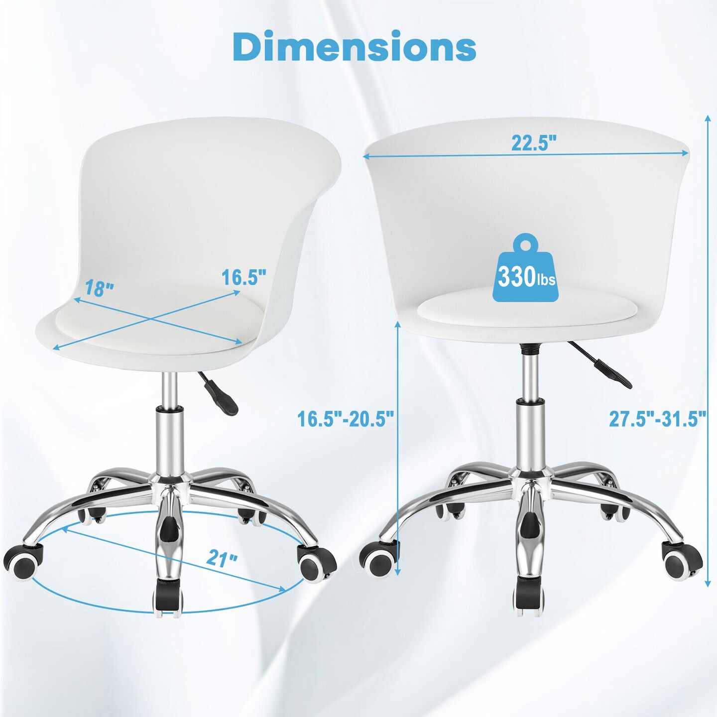 Set of 2 Computer Desk Chair with Ergonomic Backrest and Soft Padded Seat