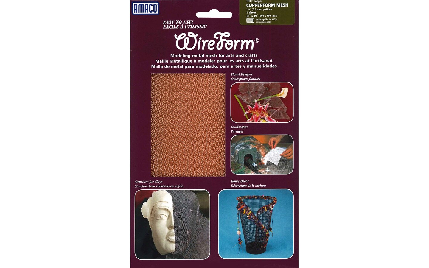 AMACO WireForm Metal Mesh 16x20&#x22; Copper 1/4&#x22;
