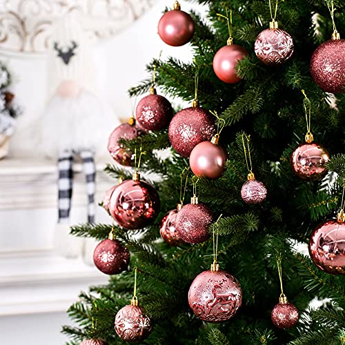 Christmas Ornaments for Xmas Trees,Rose Gold Shatterproof Christmas Ball Ornaments