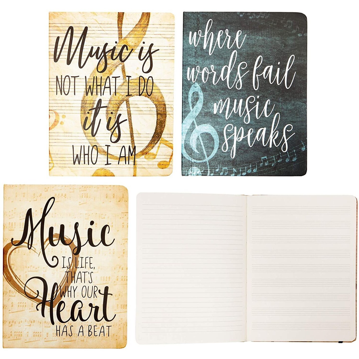 Lined Music Journal, Lyric Notebooks with 80 Sheets (6 x 8 Inches, 3 ...