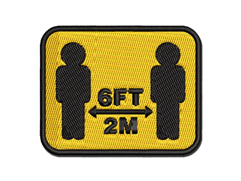 6-feet-2-meters-social-distancing-multi-color-embroidered-iron-on-patch