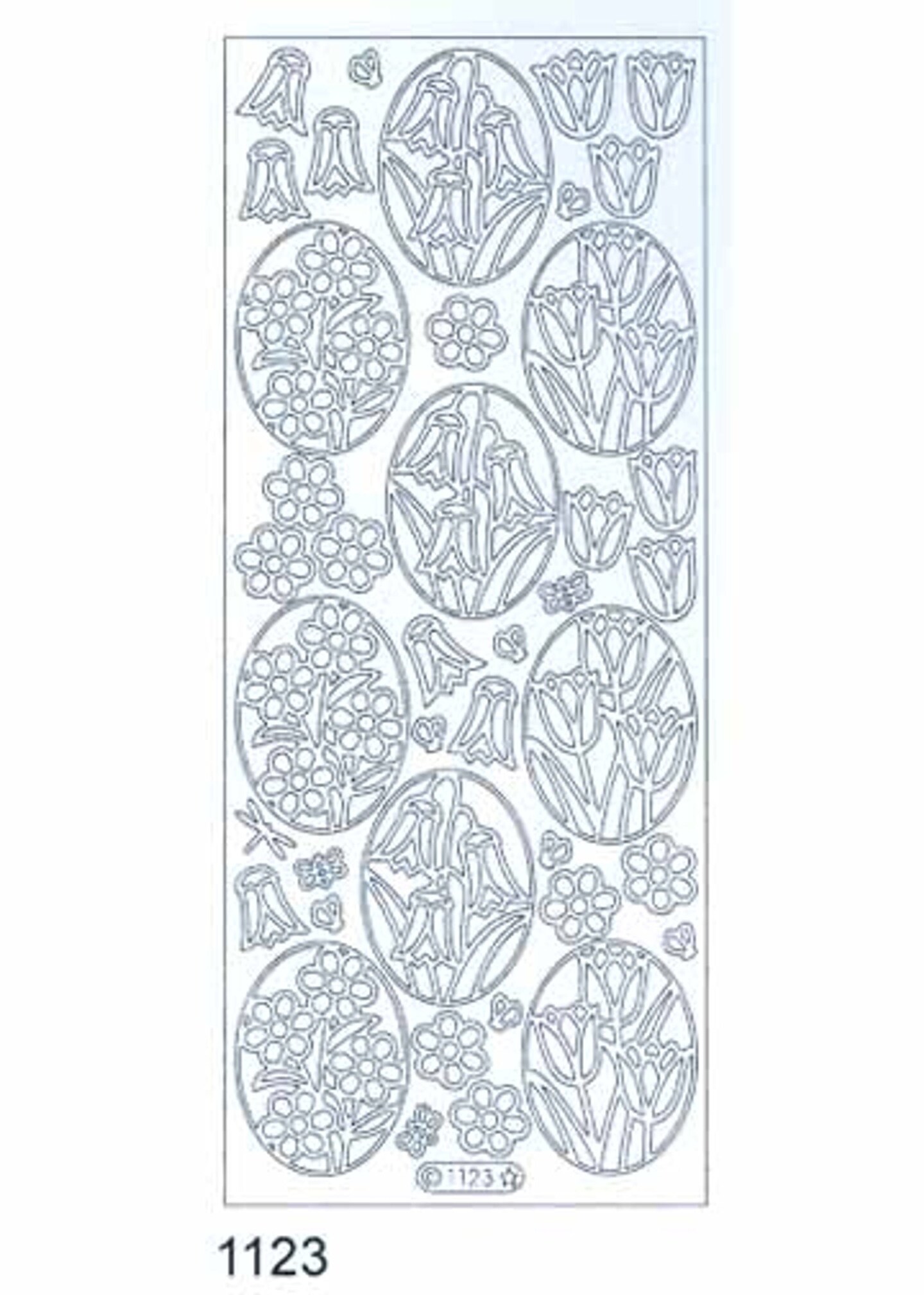 Starform Deco Stickers - Ovals with Flowers - Silver