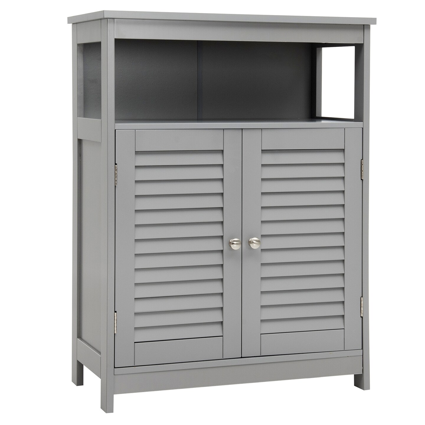 MDF Bathroom Storage Cabinet with Shutter Doors and Adjustable Shelves
