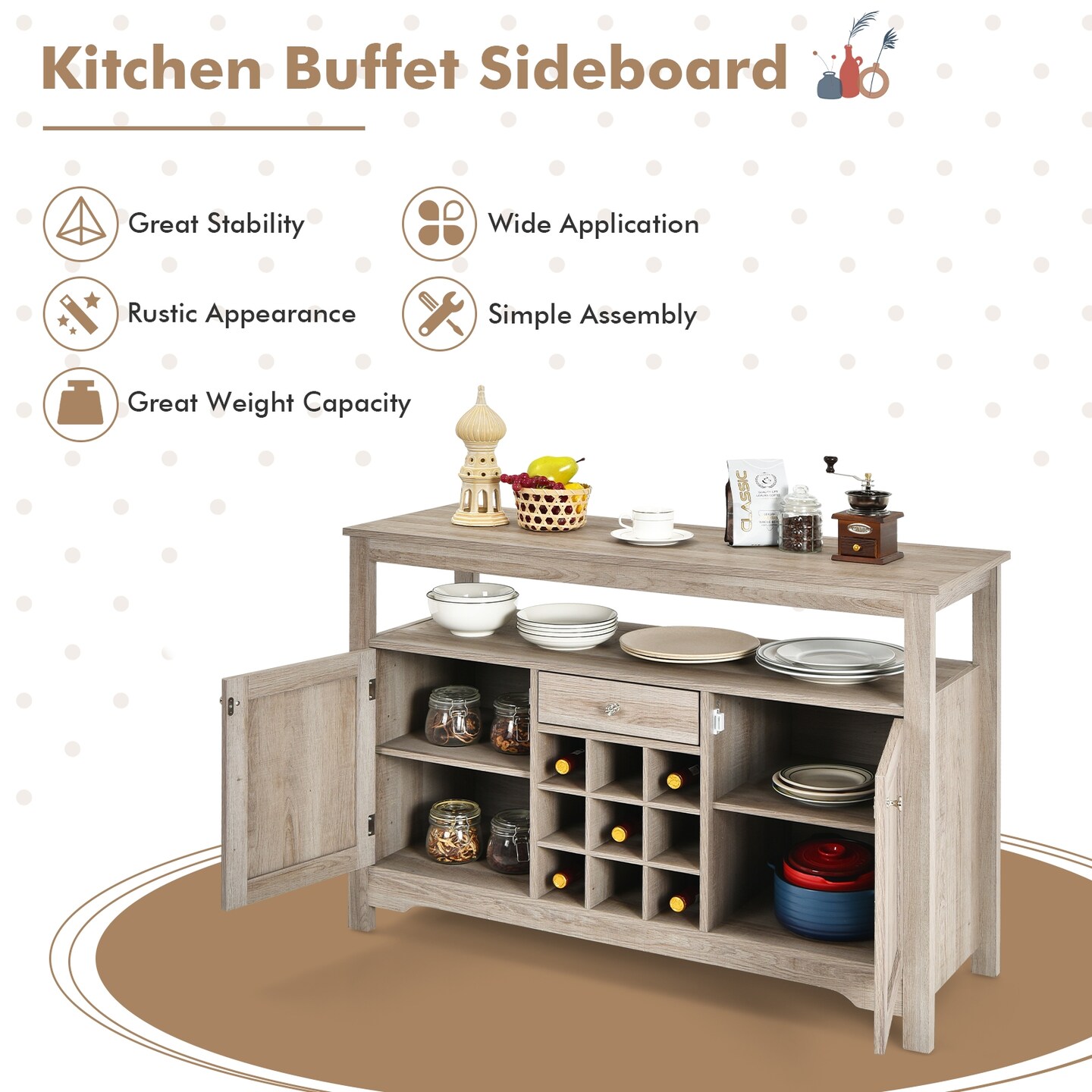 Buffet Server Sideboard Wine Cabinet Console