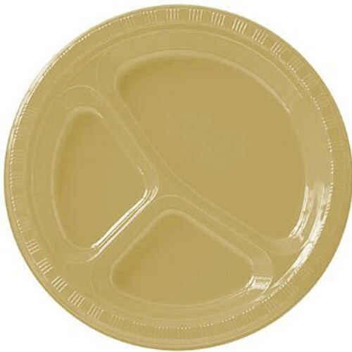 Gold Plastic Divided Dinner Plates