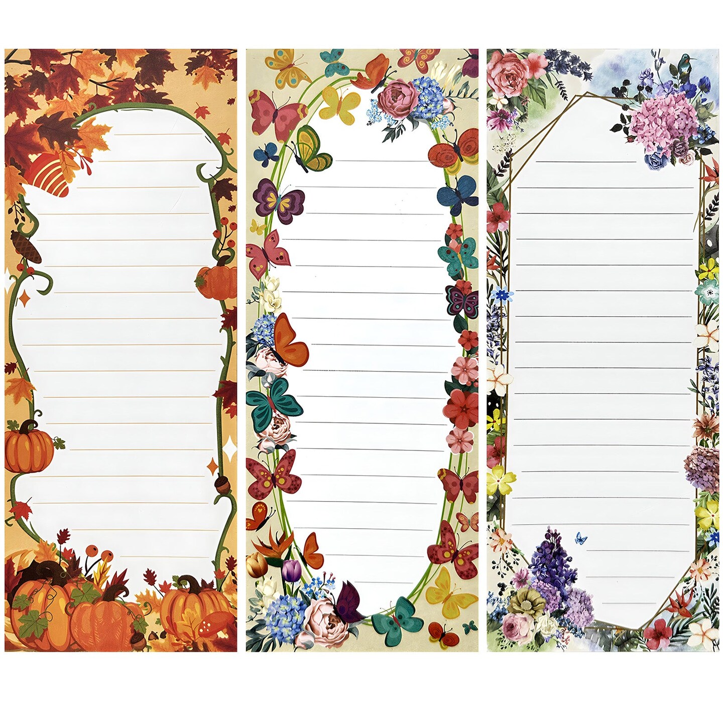 Wrapables Festive Floral Magnetic Notepads for Refrigerator, To-Do lists, Grocery Shopping, Memo, Reminders (Set of 3)