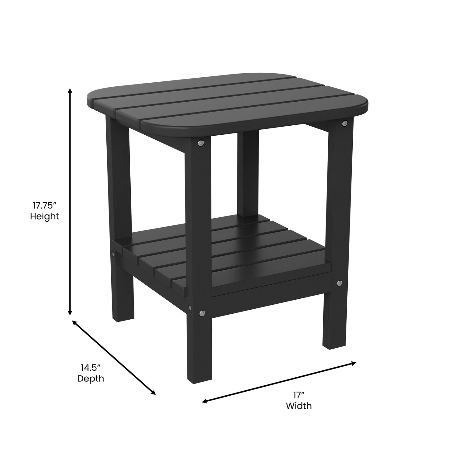Merrick Lane Nassau 2-Tier Adirondack Side Table, All-Weather HDPE Indoor/Outdoor Accent Table