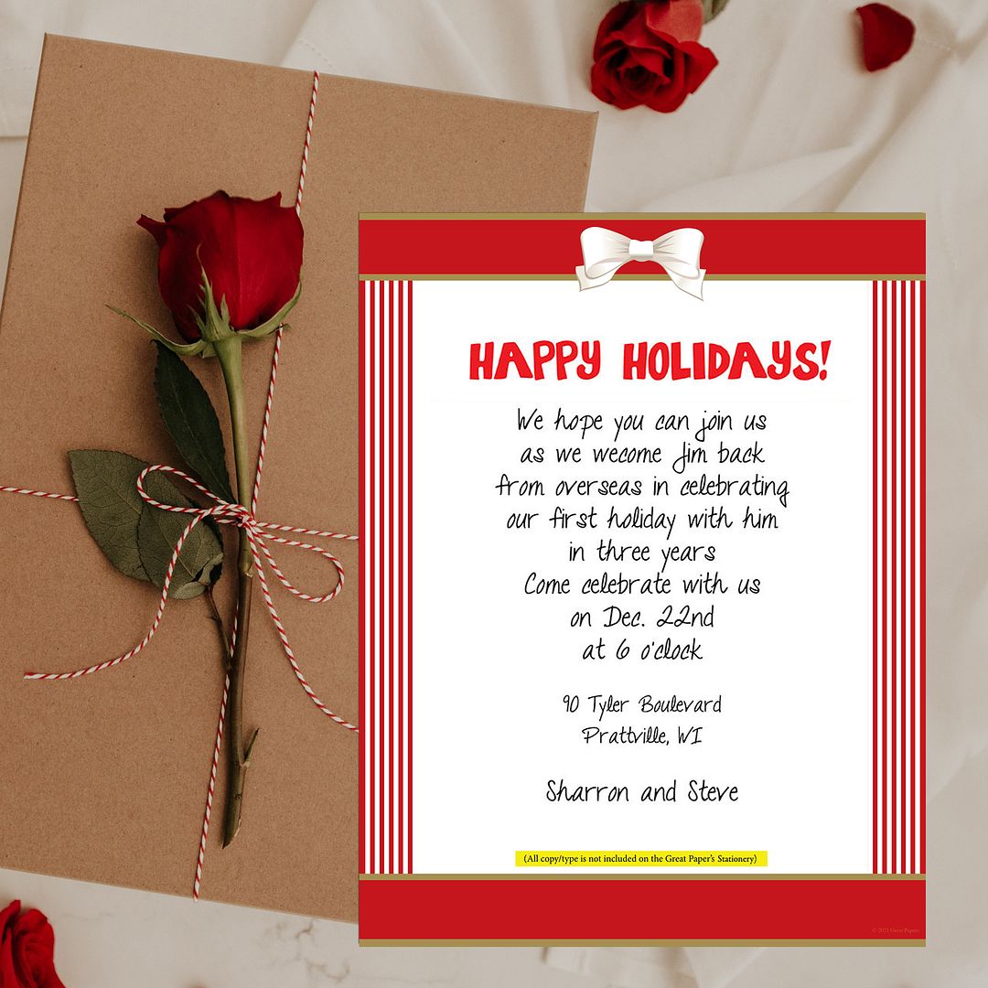 Great Papers! Red Ribbon Holiday Letterhead, Invitations and Announcements, Printer Friendly, 8.5&#x22;x11&#x22;, 50 Pack