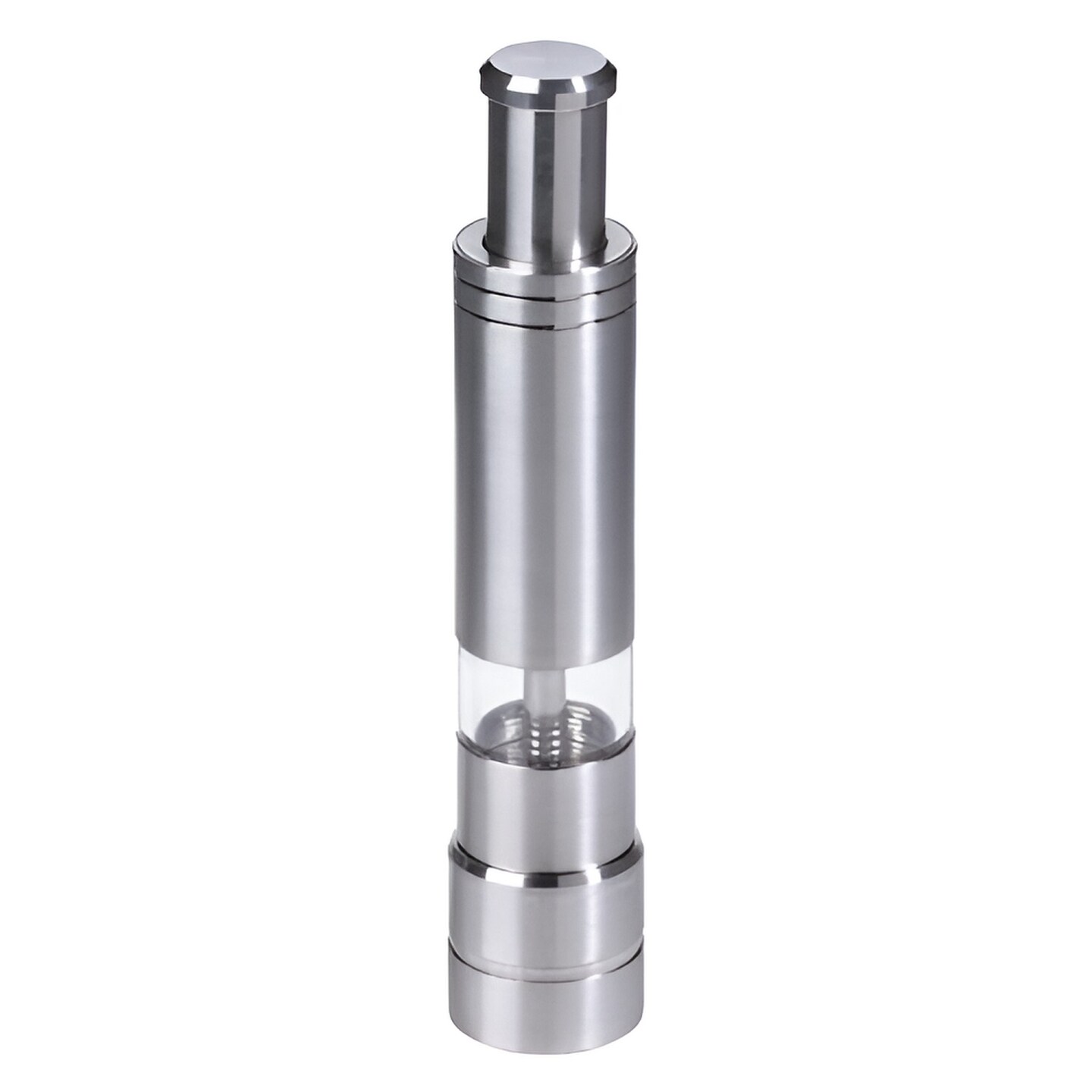 Fletchers Mill Stainless-Steel Pump and Grind Pepper Mill, Modern Thumb Button Grinder, One-Handed Operation, Perfect For Restaurant Staff