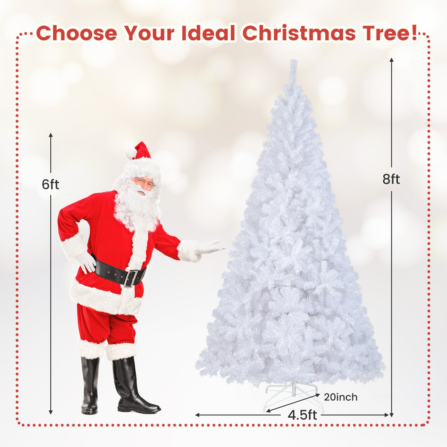 White Artificial PVC Christmas Tree with Metal Stand