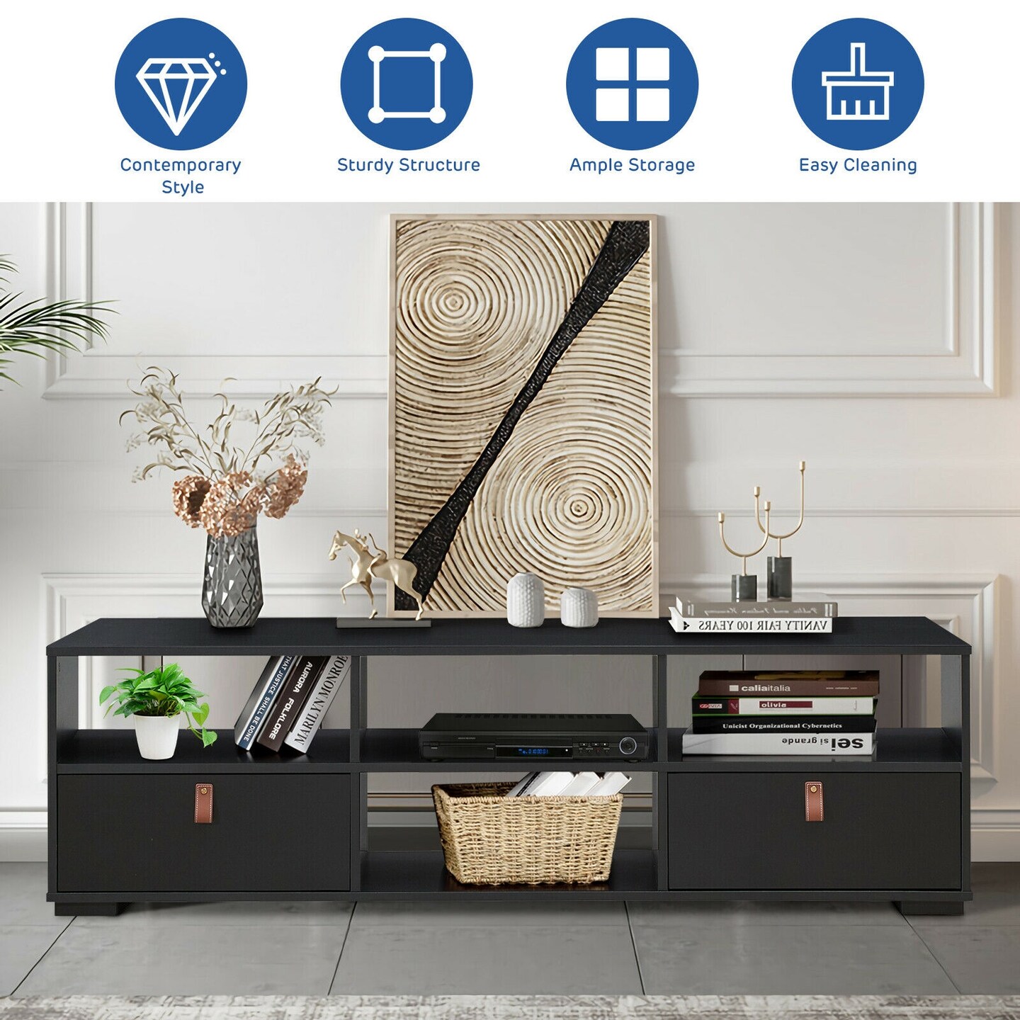 TV Stand Entertainment Media Center Console for TV&#x27;s up to 60 Inch with Drawers